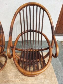 Pair Of Round Armchairs, Shell, Rattan, Wicker, Bamboo Wood -Chairly Shop e67120e6 bcf5 47ac 969f bd7f59ce2ac3
