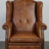 Large Sheepskin Leather Wingback Armchair In Good Condition, English Style -Chairly Shop ea4a2cf3 fe73 4a70 808f 66f512402d32