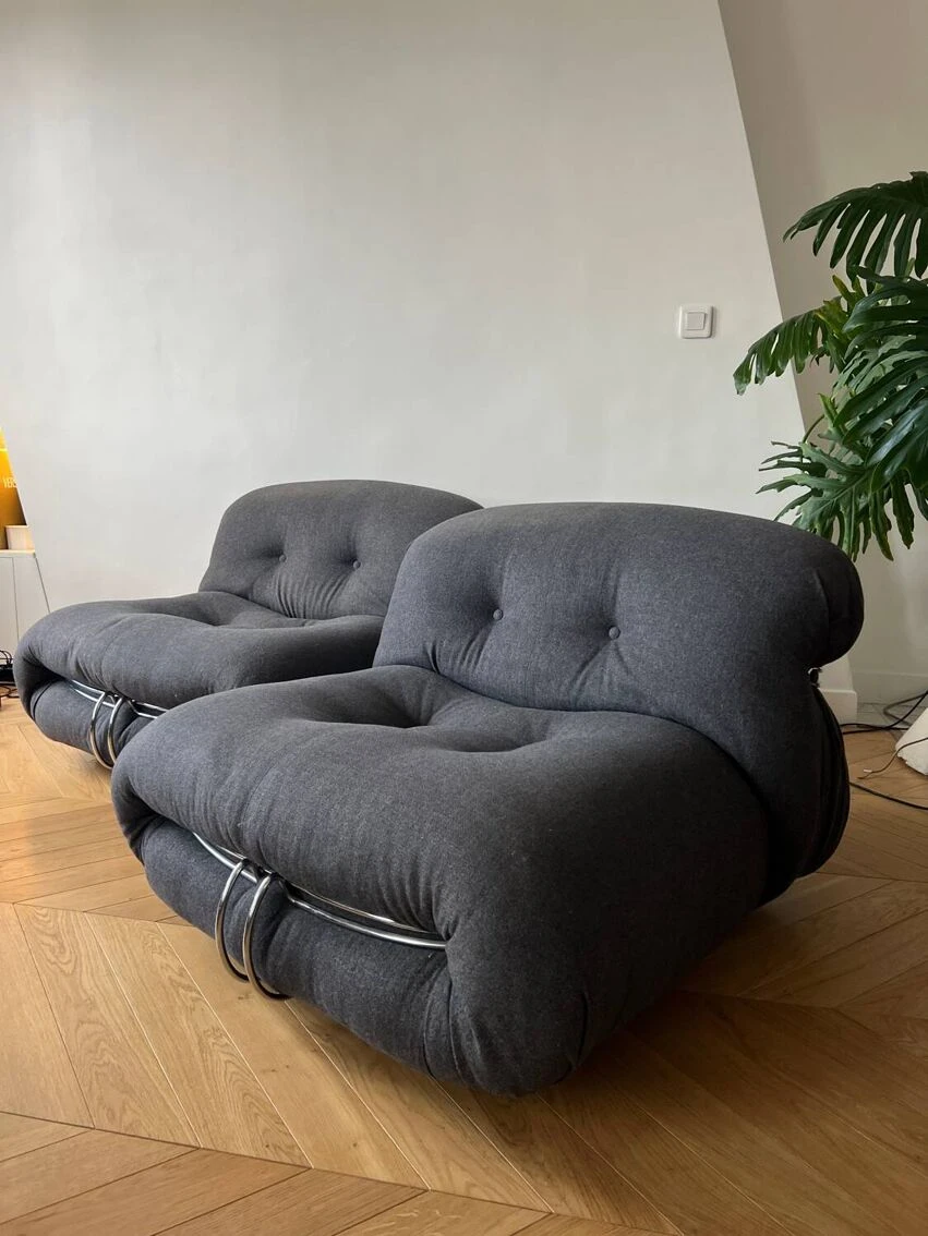 Pair Of Vintage Soriana Armchairs By Afra & Tobia Scarpa 3 Pair Of Vintage Soriana Armchairs By Afra & Tobia Scarpa