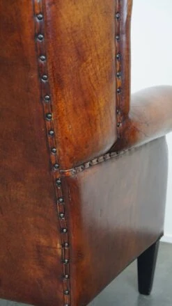 Beautiful Large Sheepskin Leather Wingback Armchair With Stunning Colors -Chairly Shop f214c142 51af 4b8c 9916 6da164b11324