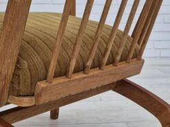 1960s, Danish Design, Oak Wood Rocking Chair With Footstool, Furniture Wool, Original Condition. -Chairly Shop f42bbb26 a273 4fa7 93b7 6fd75b355248