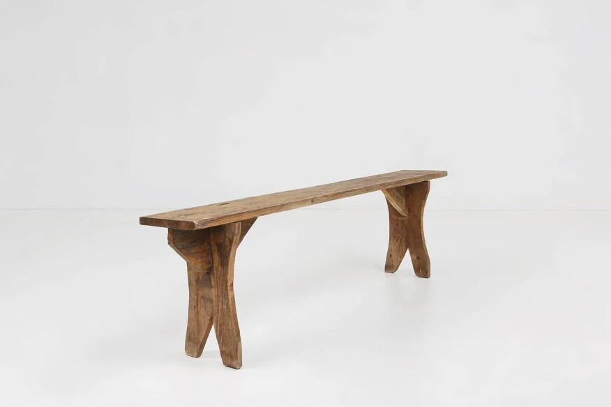 Charming Rustic Wooden Bench, Belgium Ca. 1900 8 Charming Rustic Wooden Bench, Belgium Ca. 1900 - Image 6