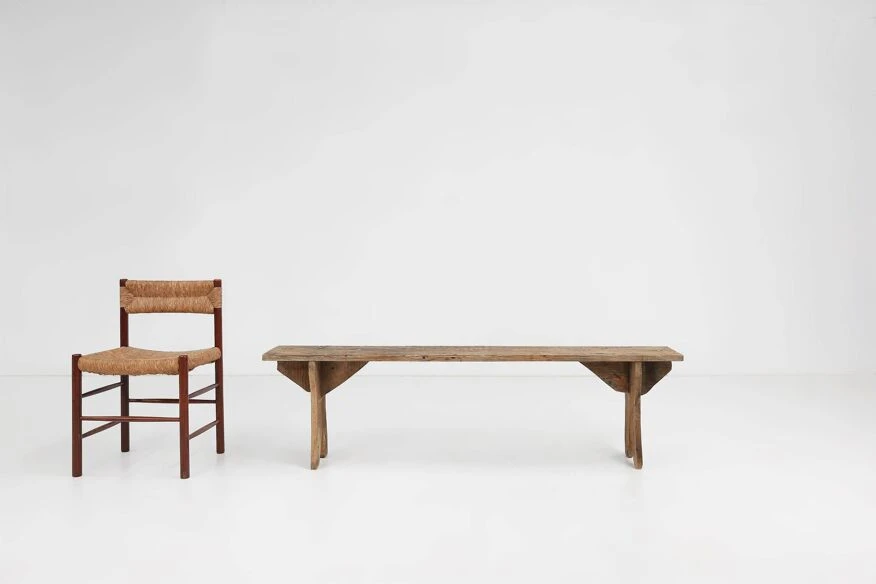 Charming Rustic Wooden Bench, Belgium Ca. 1900 5 Charming Rustic Wooden Bench, Belgium Ca. 1900 - Image 3