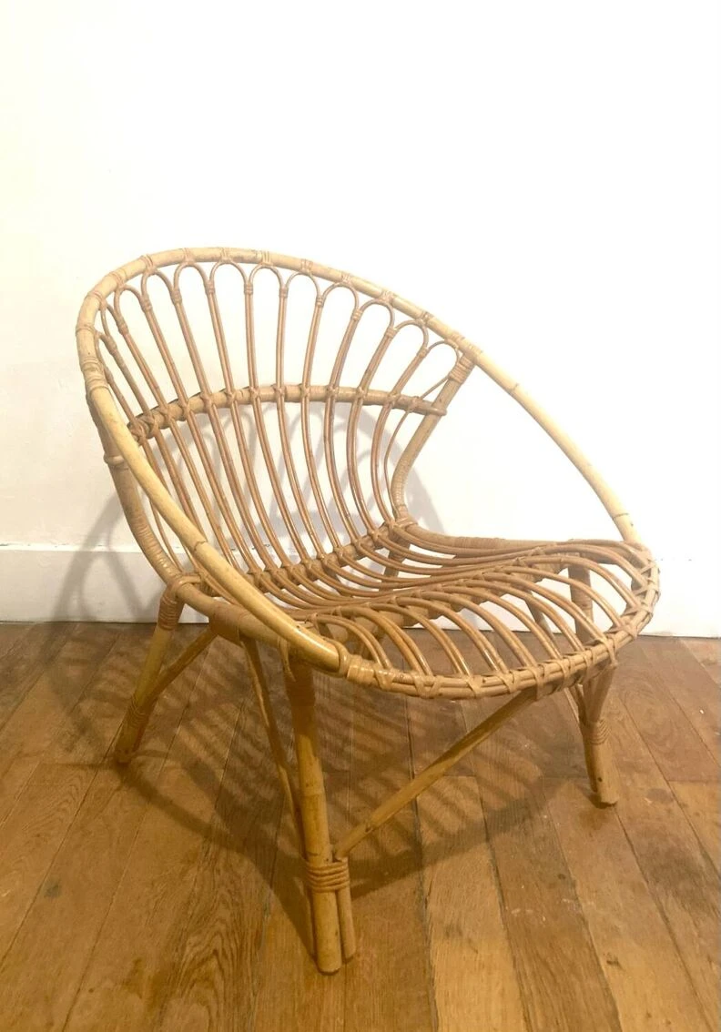 Pair Of Rattan Armchairs - Shells 3 Pair Of Rattan Armchairs - Shells