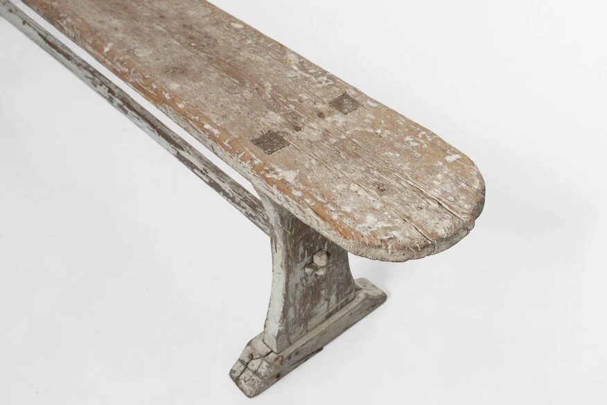 Beautifully Crafted Industrial Bench With A Wooden Top And White Paint, France Ca. 1900 9 Beautifully Crafted Industrial Bench With A Wooden Top And White Paint, France Ca. 1900 - Image 7
