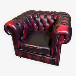 Chesterfield Red Leather Tub Chair English