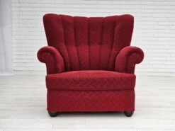 1960s, Danish Relax Armchair, Original Condition, Red Cotton/wool, Oak Wood. 27 1960s, Danish Relax Armchair, Original Condition, Red Cotton/wool, Oak Wood. -Chairly Shop f727fa9f 2eeb 4321 9882 0763c25e0b4b