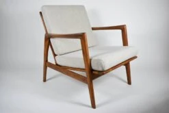 Fauteuil Scandinave Restauré Avec Repose-pieds, Icône Des Années 60, Tissu Marron, Teck -Chairly Shop f85e7981 65de 428f 9d8b 7cce6a028c3f