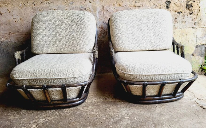 Rattan Fireside Chairs 1970s (*2) 3 Rattan Fireside Chairs 1970s (*2)