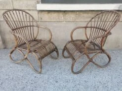 Pair Of Vintage Rattan Egg Armchairs From The 60s