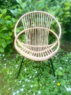 Rattan Armchair - Black Steel Base - Vintage -Chairly Shop fa2f7f8c 42b0 4408 819a 61cc7dba8e8d