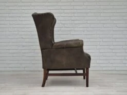 1970s, Vintage Wingback Armchair, Original Condition, Leather, Beech Wood. -Chairly Shop fa39eed6 6724 419b 83ef 5b5e7ca5bda0