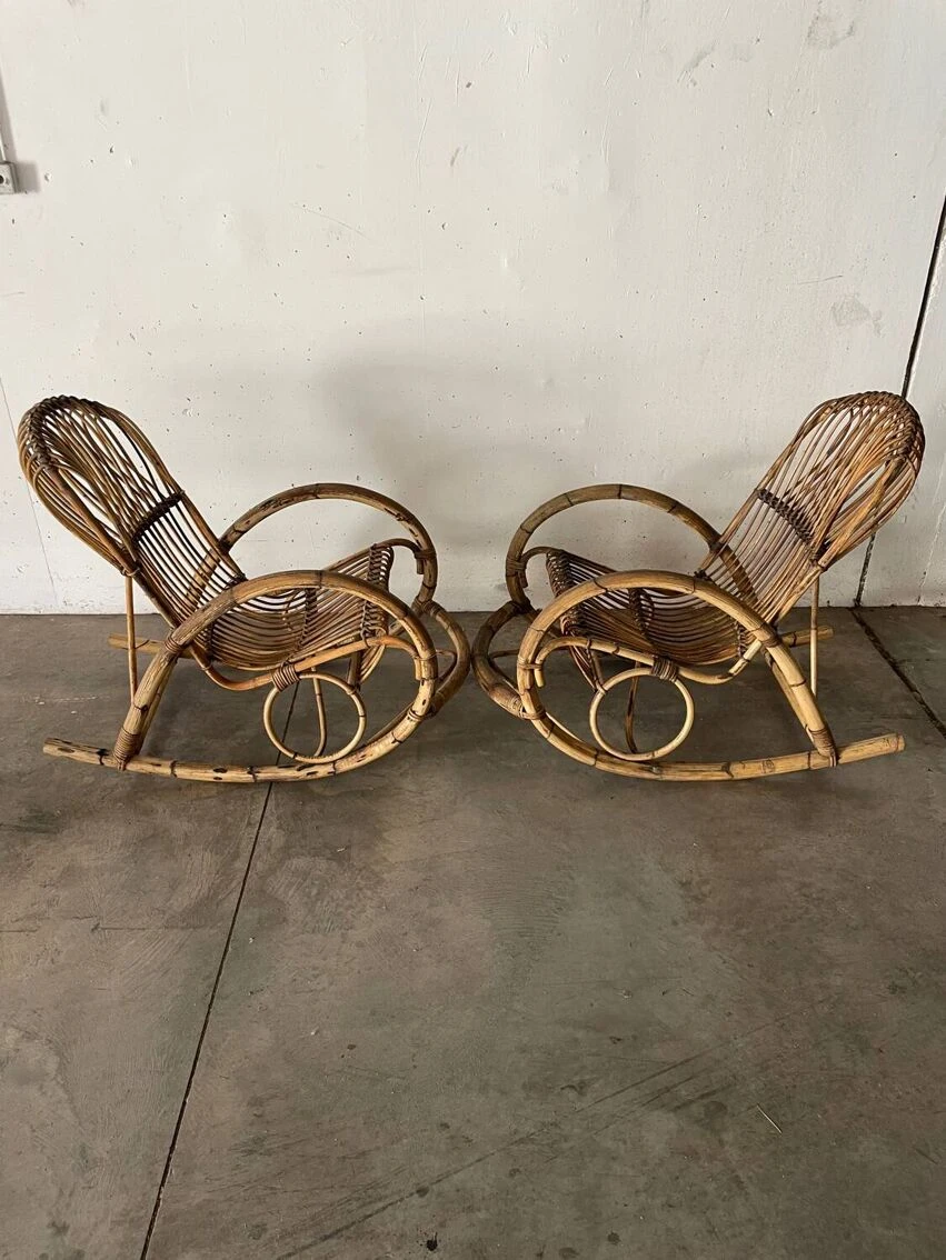 Pair Of Rattan Rocking Chairs 5 Pair Of Rattan Rocking Chairs - Image 3