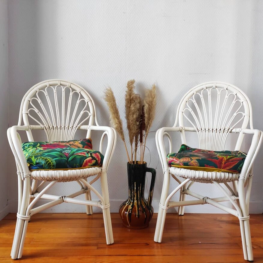 Pair Of Vintage Rattan Armchairs 1970 4 Pair Of Vintage Rattan Armchairs 1970 - Image 2