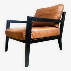 Vintage Danish Design Armchair Nubuck Leather Brown Wood -Chairly Shop fde92372 31fd 4986 9773 9f388d4e78bf