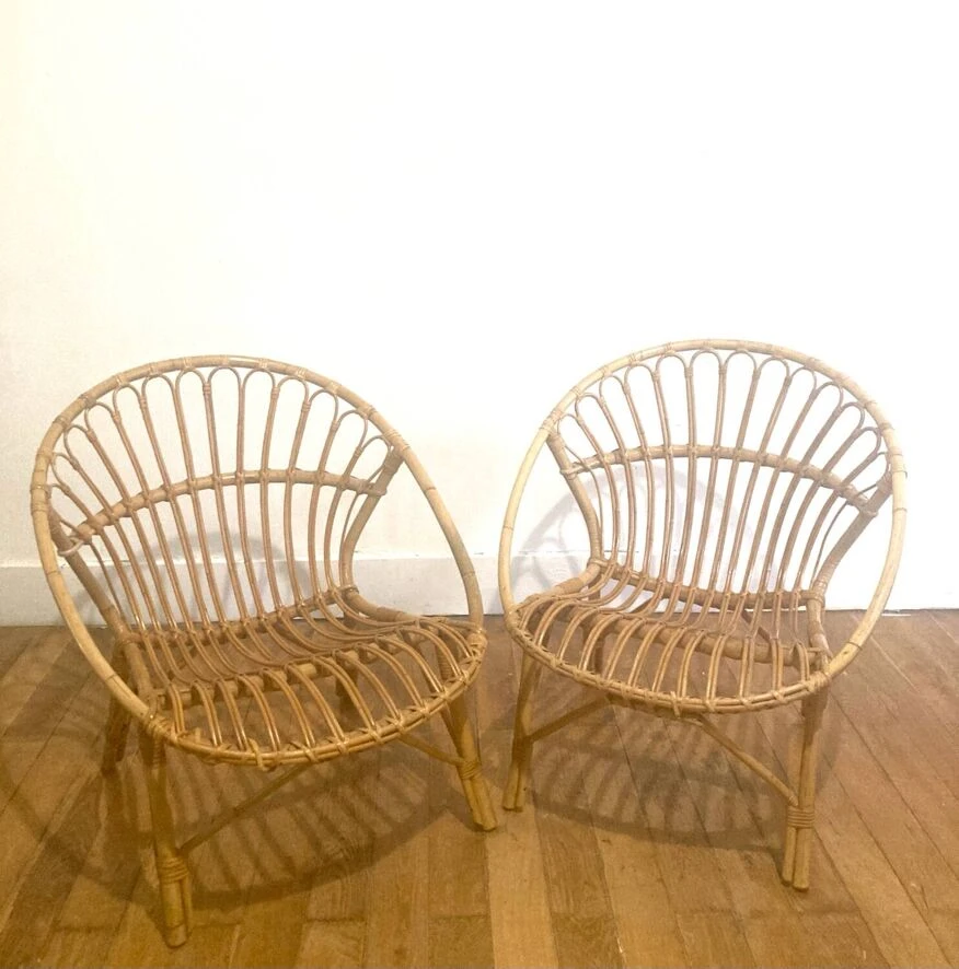 Pair Of Rattan Armchairs - Shells 4 Pair Of Rattan Armchairs - Shells - Image 2